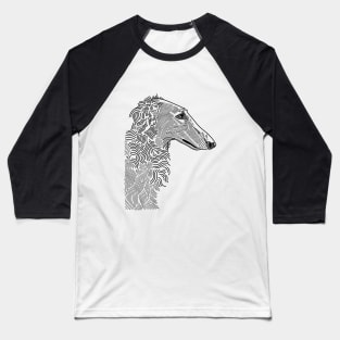 Borzoi portrait blackwork flash design Baseball T-Shirt